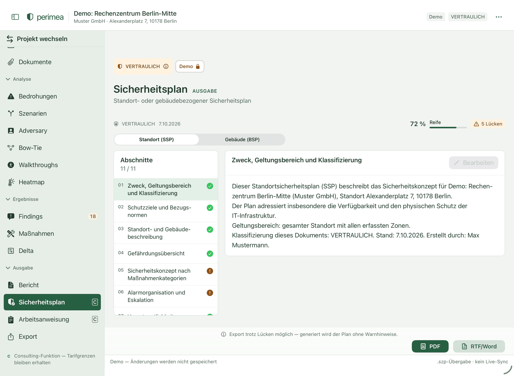 Security plan generator iPad